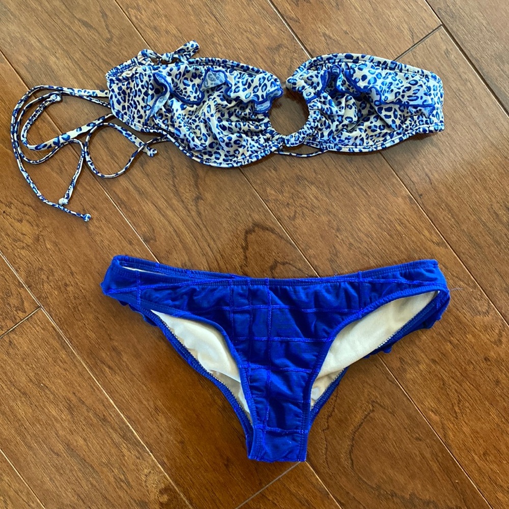 Tyler Rose blue leopard bikini. Worn once!